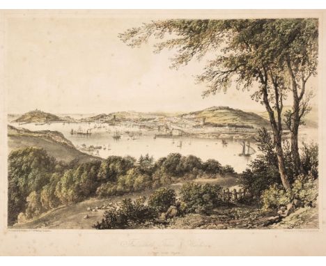 * Falmouth. Tregoning (E. S. publisher), Falmouth Town &amp; Harbour (from near Tregew), lithographed by Newman &amp; Co. Fal