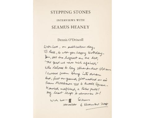 Heaney (Seamus, 1939-2013). Stepping Stones. Interviews with Seamus Heaney [by] Dennis O'Driscoll, 1st edition, Faber &amp; F