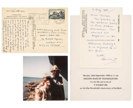 * Eliot (Valerie, née Fletcher, 1926-2012). Secretary, editor and literary executor, second wife of T.S. Eliot. Autograph Pos
