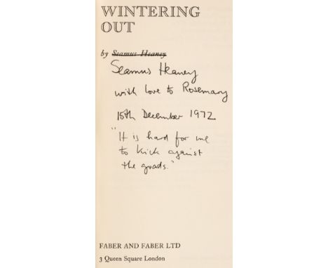 Heaney (Seamus, 1939-2013). A Lough Neagh Sequence, 1st edition, Manchester: Phoenix Pamphlet Poets Press, 1969, [16 pp.], si