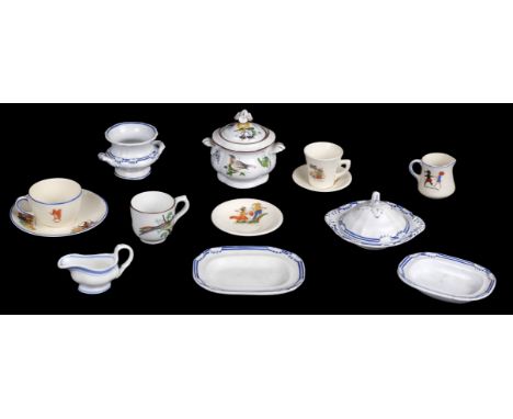 * Miniature Ceramics. Staffordshire Victorian Miniature dinner service, comprising: 1 gravy boat, 1 rectangular serving dish,