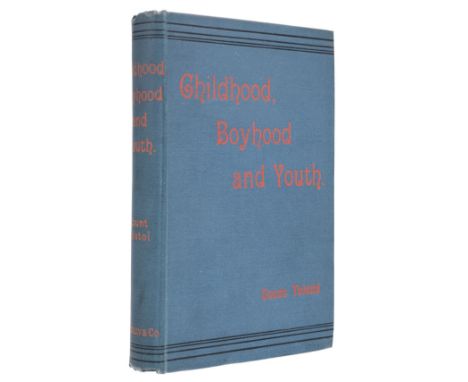 Tolstoy (Leo). Childhood, Boyhood, and Youth, 1st edition in English, London: Vizetelly &amp; Co, 1888, portrait frontispiece
