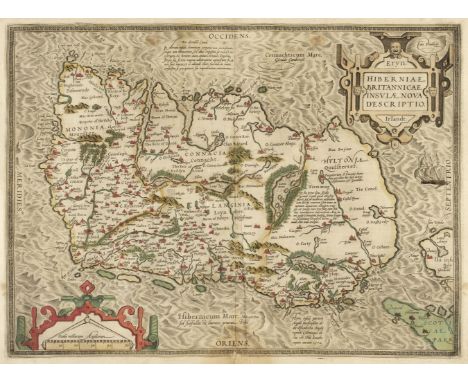 * Ireland. Ortelius (Abraham), Eryn. Hiberniae Britannicae Insulae nova descriptio [1606], engraved map with contempoary outl