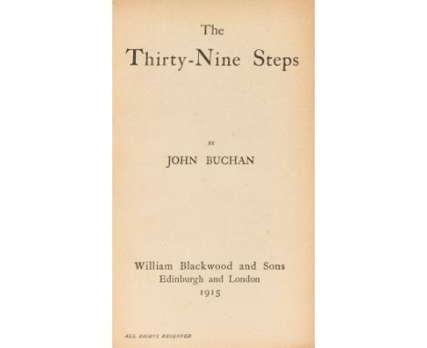 Buchan (John). The Thirty-Nine Steps, 1st edition, London: William Blackwood and Sons, 1915, publisher's advertisement leaf t