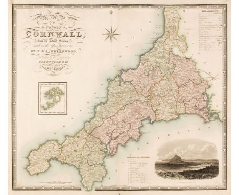 Greenwood (C. &amp; J.). Eleven County Maps, Berkshire, Cornwall, Devon, Dorset, Kent, Middlesex, Somerset, Southampton, Surr