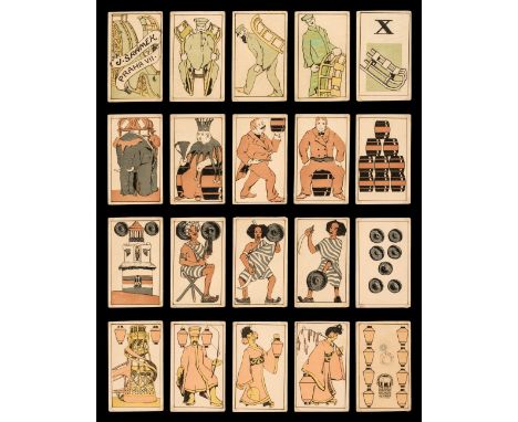 * Bohemian playing cards. Jubilee Exhibition cards, Prague: Jan Šrámek, circa 1908, the complete deck of 32 colour lithograph