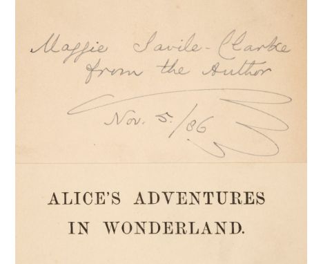 Dodgson (Charles Lutwidge, 'Lewis Carroll'). Alice's Adventures in Wonderland, London: Macmillan and Co., 80th thousand, 1886