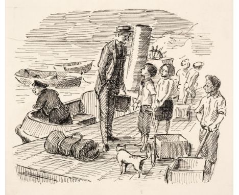 AR  * Ardizzone (Edward, 1900-1979). A Taxi for Mr Bish, black ink on thick wove paper, depicting a well-dressed man on a bus