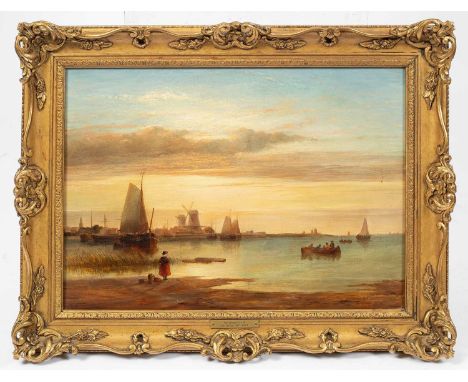 Manner of Abraham Hulk (1813-1897)Dutch Coastal Scenebears signature lower rightoil on canvas40.5cm x 55.5cm  In a gilt gesso