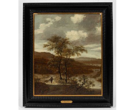 Dionys Verburgh (1655-1722)Hunter on a Trackin a winter landscapeoil on panel53cm x 42cm  The painting is in good overall con