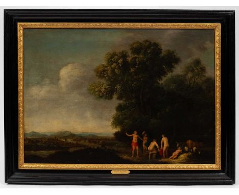 Dirck Dalens the Elder (circa 1600-1676)Extensive Landscapewith figures bathing in the foregroundoil on panel55cm x 77cm  Phi