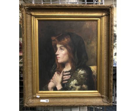 OIL ON CANVAS - PORTRAIT OF A LADY - 84 X 72CM