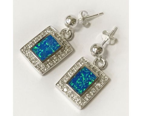 STERLING SILVER OPAL &amp; TOPAZ STUD EARRINGS