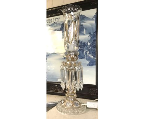 LUSTRE GILT GLASS LAMP - 53 CMS (H)