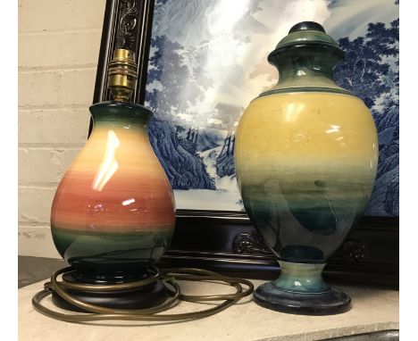 TWO MOORCROFT TABLE LAMP BASES - TALLEST 32 CMS