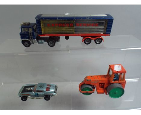 A Dinky Toys Aveling Barford Diesel Roller, Corgi Wizz Wheels String Ray and Corgi Major Articulated Lorry and Trailer. 