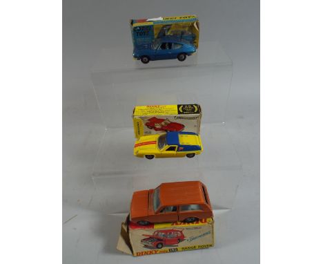 Three Boxed Die Cast Toys Dinky Range Rover Number 192, Corgi Lancer Number 332 and Dinky Lotus Number 218.