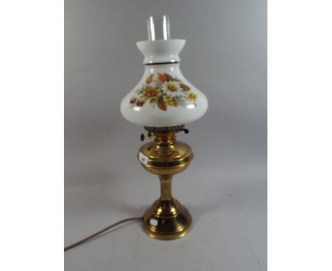 A Brass Table Lamp in The Form of Victorian Oil Lamp.