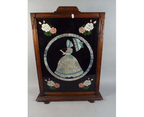 A Mid 20th Century Fire Screen Decorated with Crinoline Lady. 