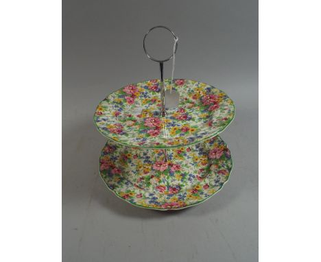 A Midwinter Two Tier Chintz Cake Plate Stand.