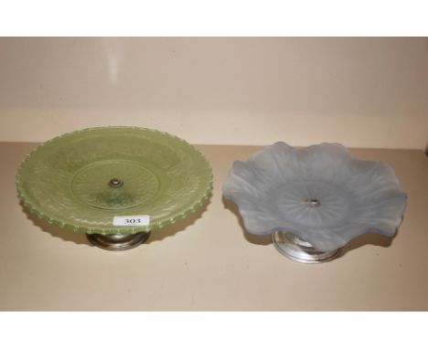 Two Art Deco coloured glass comports