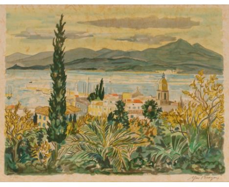 Yves Brayer, study of San Tropez, pencil signed limited edition lithograph 163/175, plate 52.5cm x 68.5cm