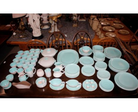 A quantity of Poole pottery twin tone dinner and teaware 