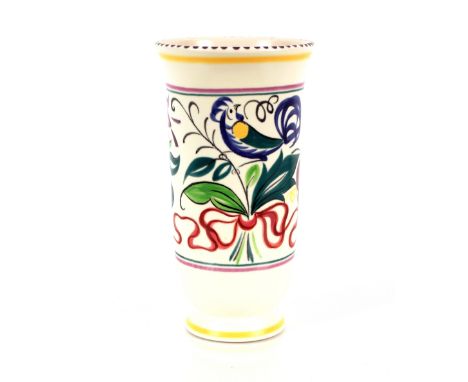 A Poole pottery vase with yellow and blue bird decoration