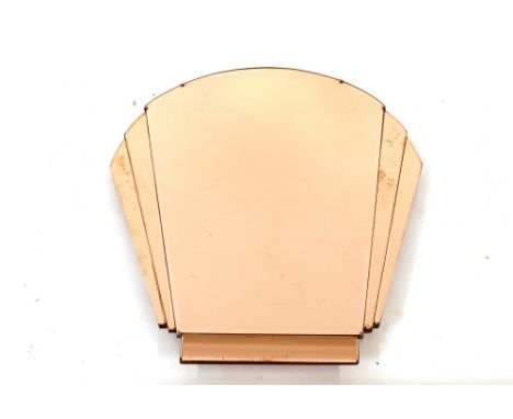 An Art Deco bevel edged fan shaped wall mirror, 81cm x 72cm 