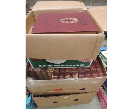 Three boxes of books, volumes from histories of the first and second world war