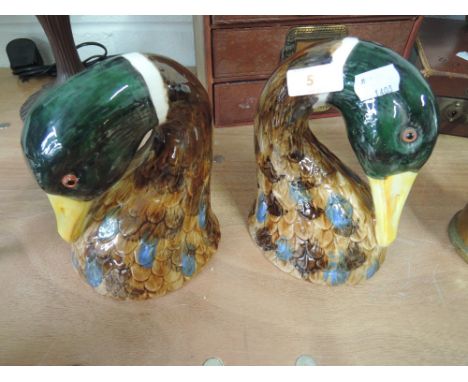 A pair of Italian ceramic Mallard duck studies 