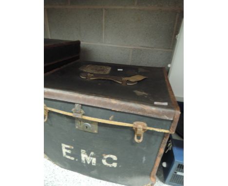 A vintage square travel trunk 