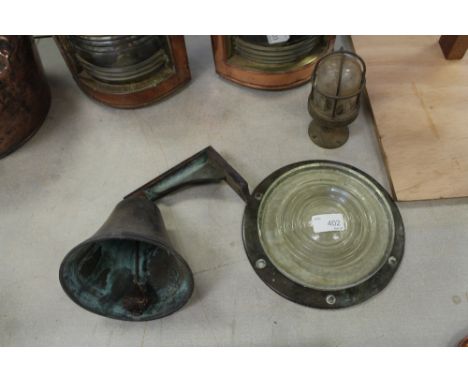 Circular deck light, bell, electrical ships light