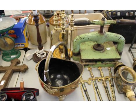 Brass coal helmet & companion set