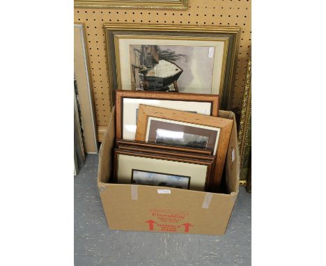 Box of local scene prints & Rowland Hilden print
