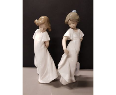 2 NAO BY LLADRO FIGURES GIRLS IN NIGHTWEAR