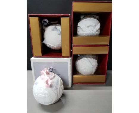 4 LLADRO CHRISTMAS BALLS ALL IN ORIGINAL BOXES DATES 1992 1998 1999 2000