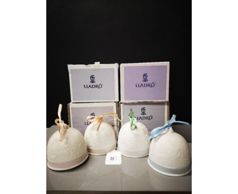 4 LLADRO NICELY DECORATED BELLS ALL IN ORIGINAL BOXES SPRING SUMMER FALL AND WINTER