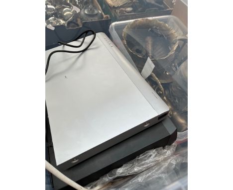 A Panasonic NV-HD620 VHS recorder, a Akura DVD player and bundle of cables, etc. 