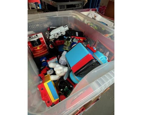 A box of Thomas the Tank Engine toys etc. 