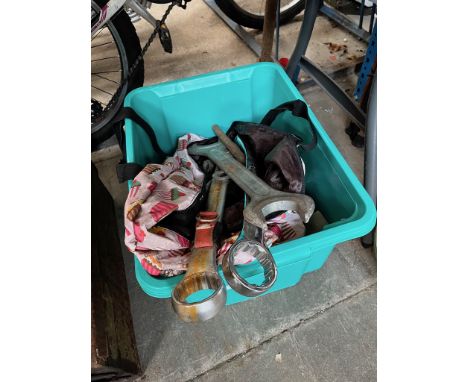 A box of tools including large spanners etc. 