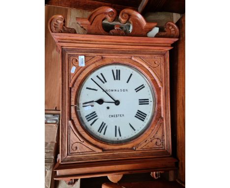 A 30 hour wall clock with enamel dial marked Brown &amp; Son, Chester. 