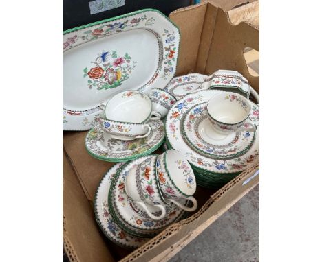 A box of Spode 'Chinese Rose' teaware, approximately 40 pieces. 