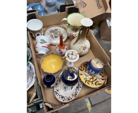 Box of ceramics inc. carltonware vase and two Coalport mugsCondition:- General wear through age and use, small chip to carlto