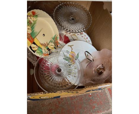 8 cake stands - 4 glass and 4 china, including Royal Worcester Evesham 
