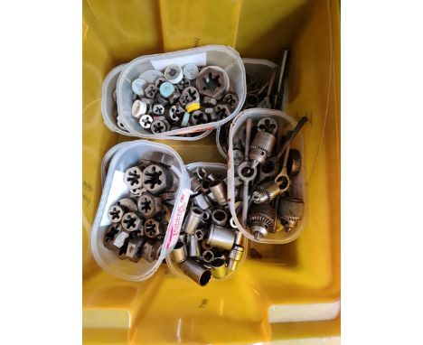Various engineering tools to include taps, dies, socket sets, drill bits, etc. 