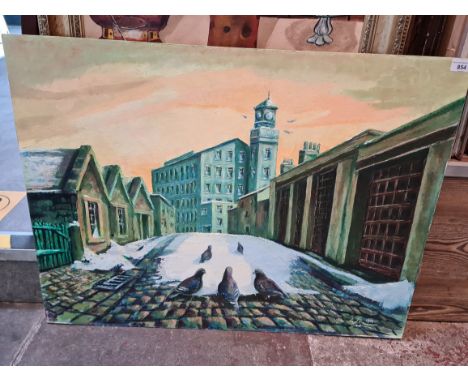 Ray Hartley, 20th century school, 'Clock Mill from Neptune street', oil on board, 82cm x 61cm, signed 'G. V. R 1993', unframe
