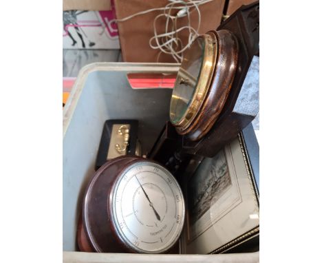 An oak cased Broom Reid &amp; Harris barometer, an SB Shortland bakelite thermometer, a vintage Taylor barometer / thermomete