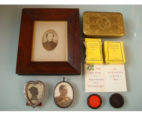 Portraits and ephemera relating to the Durand Baronets.  Comprising a portrait miniature of Alan Algernon Marion Durand (1893