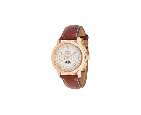Y ZENITH, EL PRIMERO, REF. 17.0240.410AN 18 CARAT GOLD CHRONOGRAPH CALENDAR WRIST WATCH WITH MOONPHASE, CIRCA 2001Movement: C